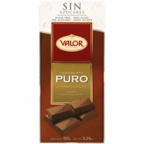 VALOR chocolate puro sin azucar tableta 150 grs